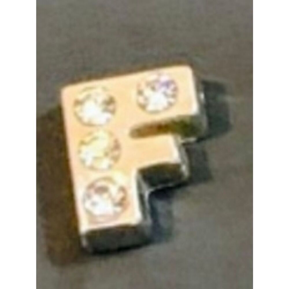 'F' Letter Charm with Crystal Accents For Floating Lockets